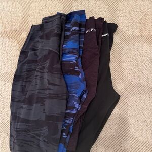 Alphalete Leggings Trio - Charcoal, Camo Blue, Deep Black